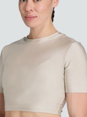 adidas Training We T-Shirt Women’s XL Crop Tight Fit Wonder Alumina Shine